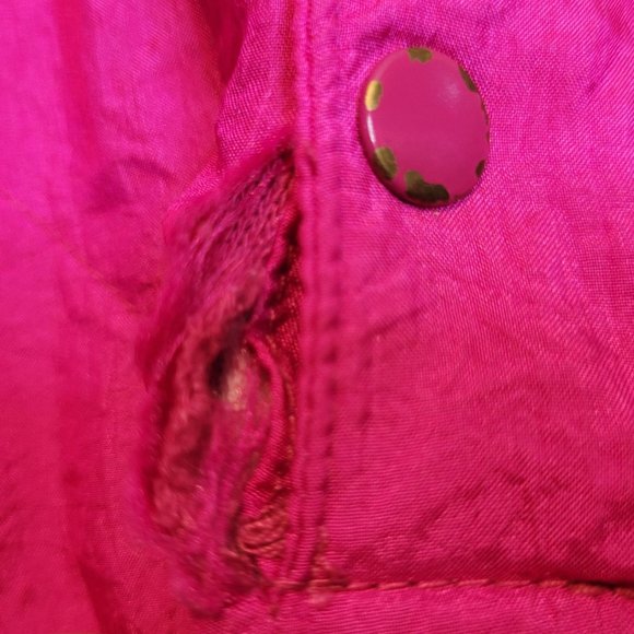 Vintage Fuchsia Pink Pullover Sweatshirt Collared Pockets Quarter Button Adult L - Picture 2 of 9